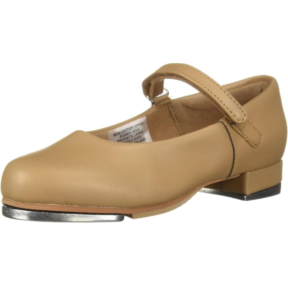 Leo Girl's Rhythm Tap Dance Shoe, tan, 8 Medium Toddler